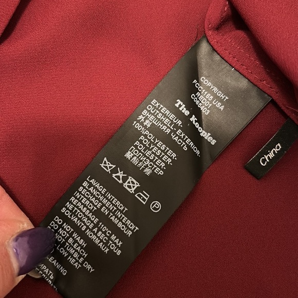 The Kooples Maroon Collarless Crepe Button Down - Picture 7 of 7